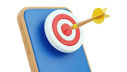 Dart hitting bullseye on smartphone screen