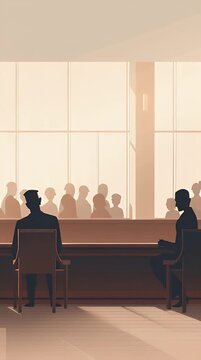 Courtroom Justice Trial Flat Illustration Legal Proceeding