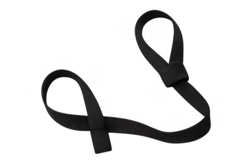 Black elastic strap forming two loops and a knot