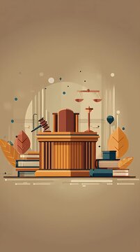 Courtroom Justice Flat Illustration Legal Concepts