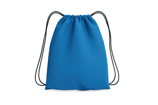 Blue drawstring bag template for branding mockup