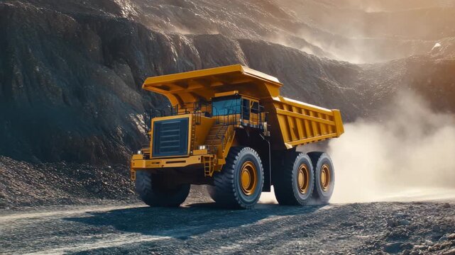 Heavy Mining Truck Transporting Raw Materials