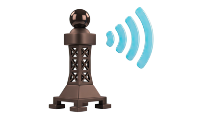 Black Antenna Tower Broadcasting Wi-Fi Signal