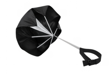 Black resistance parachute for speed training on transparent background