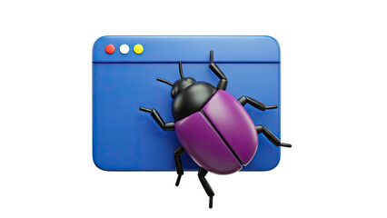 3D Bug Icon on Browser Window