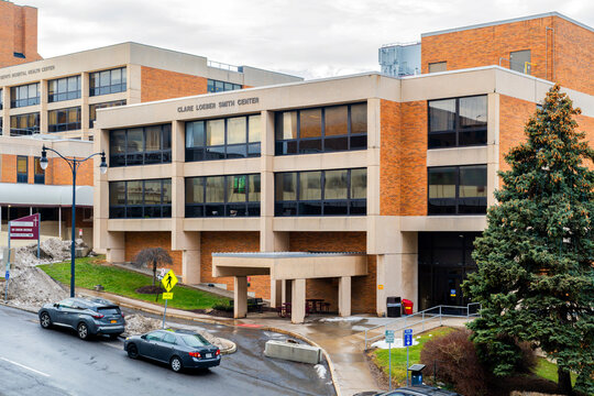 Syracuse, NY - Jan 9, 2026: Wide view of Clare Loeber Smith, was a registered nurse and longtime contributor to the healthcare community in Syracuse owned by St. Joseph&rsquo;s Health Center Properties Inc.