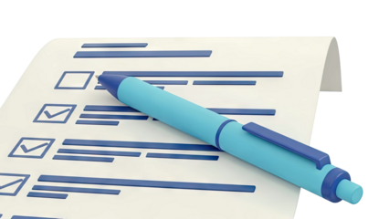 Checklist with Blue Pen