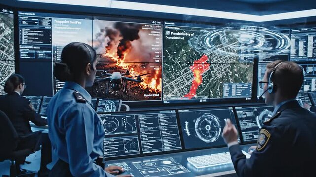 Monitoring Operations in a Command Center Displaying Real Time Data