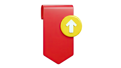 Red bookmark with upward arrow icon