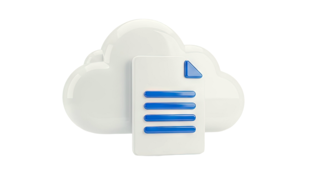 3D Cloud and Document Icon - Powered by Adobe