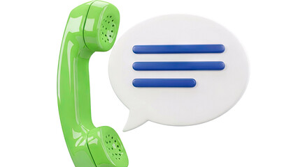Green phone handset and speech bubble with message icons