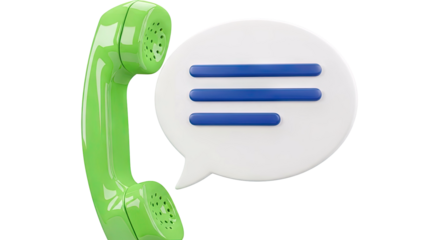 Green phone handset and speech bubble with message icons