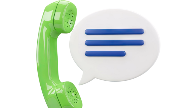 Green phone handset and speech bubble with message icons - Powered by Adobe
