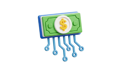 3D Render of Digital Currency and Technology