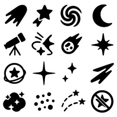 Fototapeta premium Celestial Symphony: a mesmerizing array of celestial bodies dance across the cosmos, each shape a unique emblem of cosmic wonder, an ode to the mysteries of the universe.