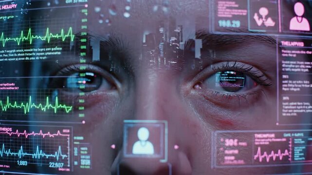 Viewing a Person Interacting with Digital Facial Interfaces in a High Tech Setting