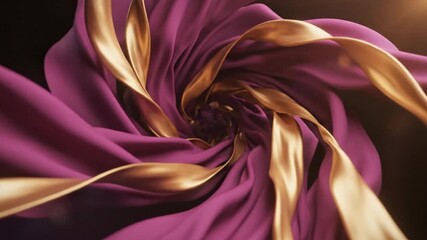 Abstract Gold and Purple Fabric Swirl Animation