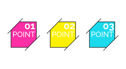 Number bullet point. Simple design elements. Colorful vector illustration