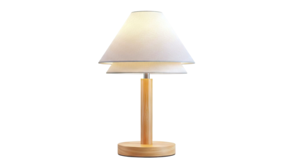 Two-Tiered Lampshade Desk Lamp with Wooden Base and Stem