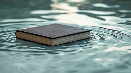 A book is floating in a pool of water