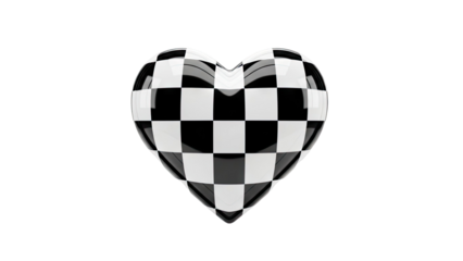 3D Heart with Checkered Pattern