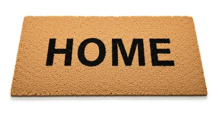 Welcome Home Doormat on White Background.