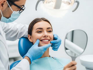 Dentist examining patient's teeth in dental clinic