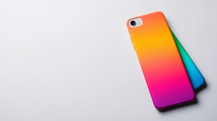 Vibrant smartphone cases displaying seamless color gradients, modern tech lifestyle
