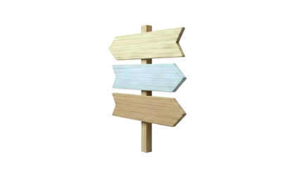 Wooden Directional Signpost with Three Arrow Signs