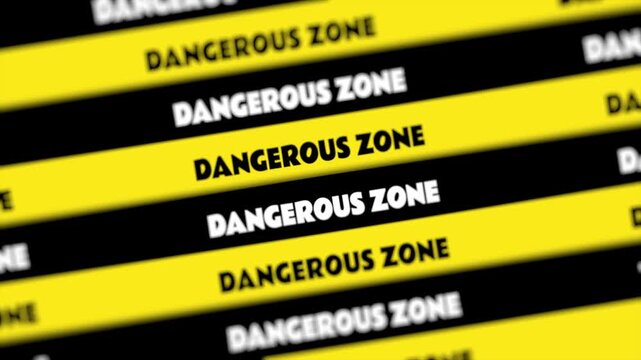 Dangerous zone, Safety warning ling moving animation industrial noise pollution.