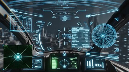 Futuristic Cockpit View: Urban Landscape - Powered by Adobe