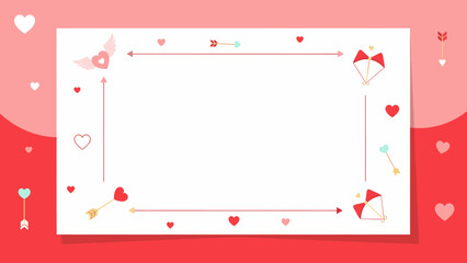 Valentine's Day Decorative Border with Hearts, Arrows, and Bows