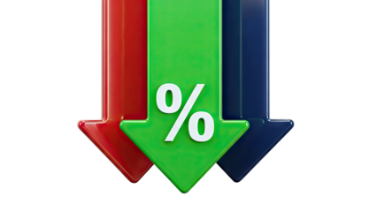 Downward Arrows with Percentage Symbol - Financial Decline