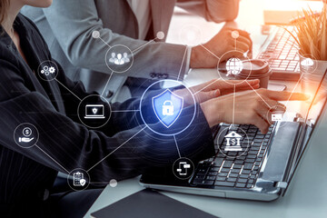 A complete cybersecurity system concept. Providing network protection for online banking, cloud data, financial transactions, and personal identity with secure authentication. Fermion