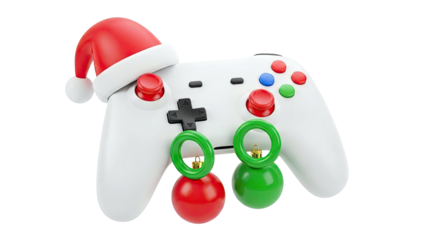 Christmas-themed game controller with ornaments