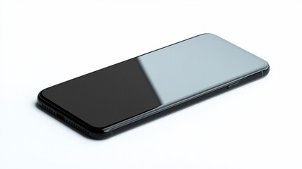 Sleek smartphone modern technology on isolated white background minimalist