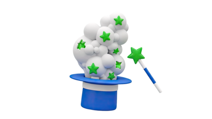 Magic Hat with Stars and Wand