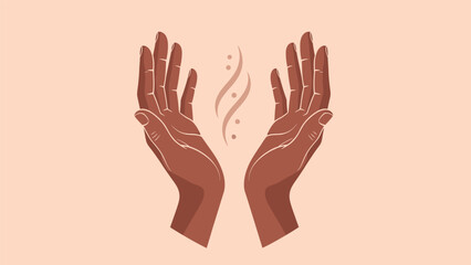 Obraz premium Illustration of hands with palms facing upwards in a gesture of care and protection