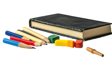 Teachers Tools Set with Chalk Marker Pointer Stick and Teaching Supplies on transparent background