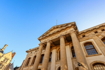 Clarendon Building in Oxford, England, neoclassical architecture defining a historic university landmark