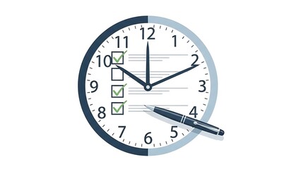 Clock with Checklist and Pen Time Management.