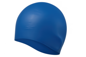Blue silicone swimming cap for water activities