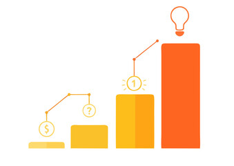 Abstract business concept illustration, growth and strategy theme, modern professional design, no real events, symbolizing success and innovation with financial and idea elements