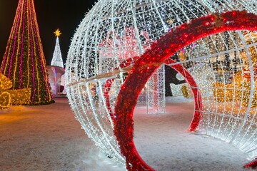 Festive Light Display in Winter Wonderland