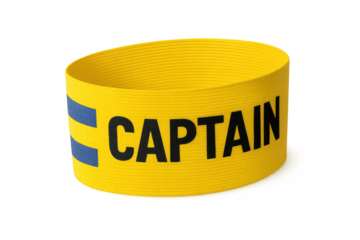Yellow captain armband for sports team leadership concept