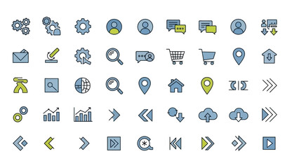 Fototapeta premium Collection of modern business and technology icons for web design and digital marketing