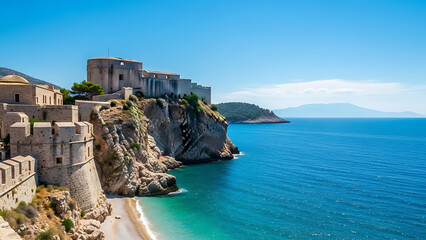 Breathtaking Seaside Fortress Overlooking the Adriatic Sea, Dubrovnik, Croatia - Scenic Photography