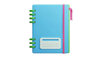 Blue Spiral Notebook with Pink Ribbon and Label