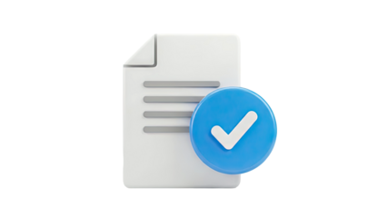 3D Document with Checkmark Icon