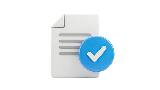 3D Document with Checkmark Icon